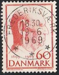 FRIMÆRKER DANMARK | 1969 - AFA 481 - Fredrik IX 70 år - 60 øre rød - Pragt Stemplet Frederiksværk